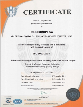 Certificazione UNI EN ISO 9001:2008 - Componenti meccanici ad alte prestazioni